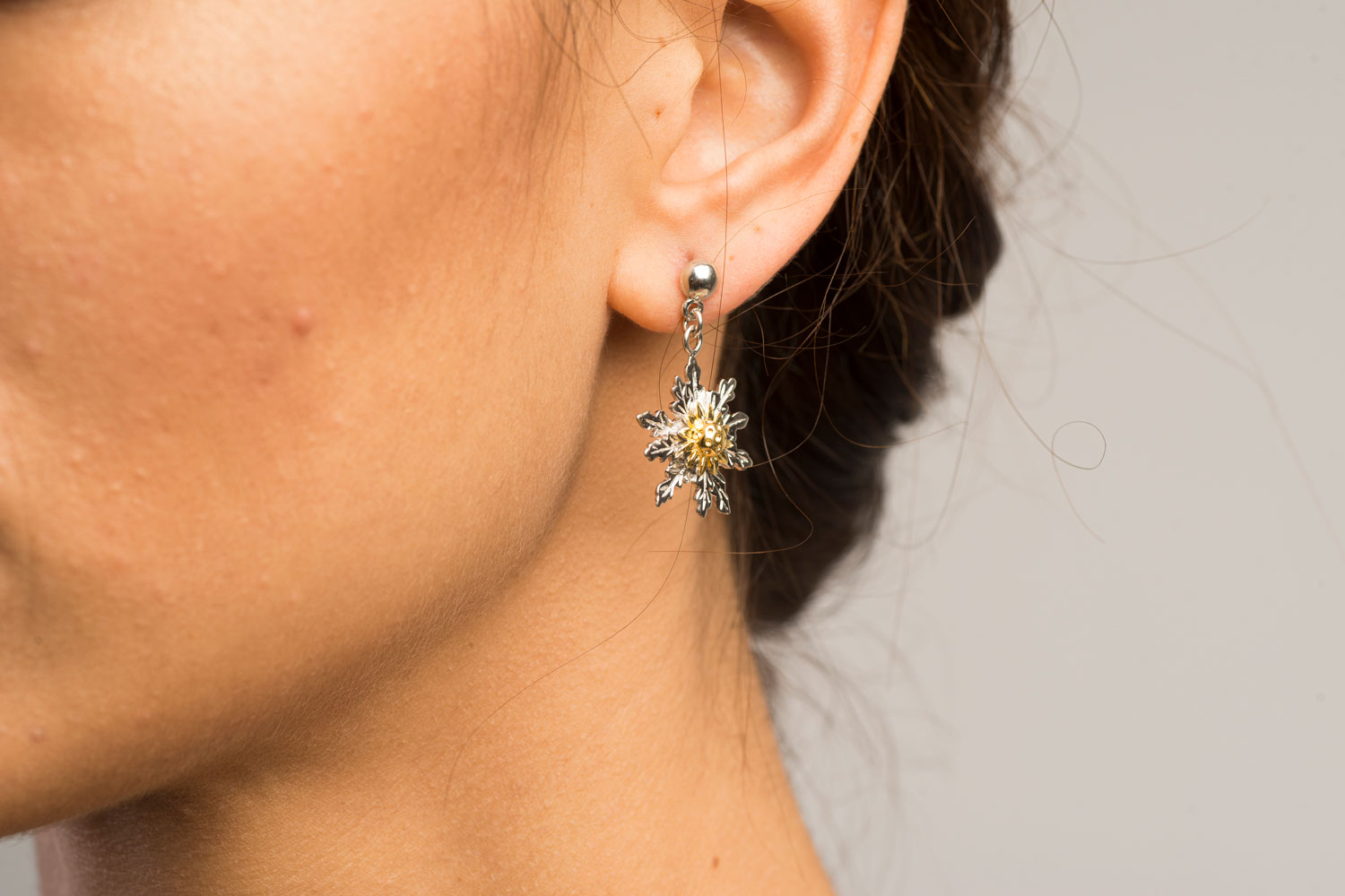 Pendientes Eguzkilore en plata 925 rodiada y chapado oro 18k